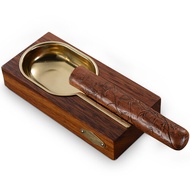 Ciga Ashtray Vintage Print Eggplant Solid wood large caliber personality metal ashtray