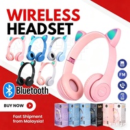 Cute Cat Ear Headphones Wireless LED Luminous Cat Claw Wireless Headphones Bluetooth Headset Heavy B