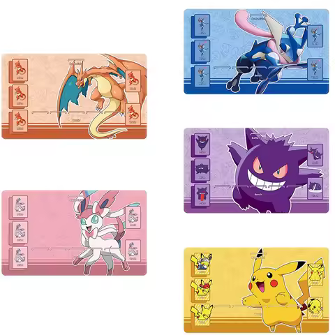 60*35*0.2cm Anime Pokemon Game PTCG Accessory Card PlayMat Mew Charizard Pikachu Gengar Sylveon Gren
