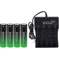 3.7V 18650 Rechargeable Battery 9900mAh Universal Smart Charger for 26650 14500 16340 14250 (Button 