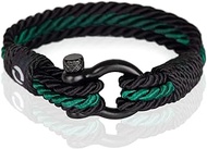 Rope Wristband for Him | Bracelet Gift for Him | Silver Bracelet for Her | Green Bracelet B-3-7.75