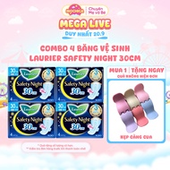 [COMBO 4] Laurier Safety Night Super Safe Night Sanitary Napkin 30cm 4 pieces - Mochica