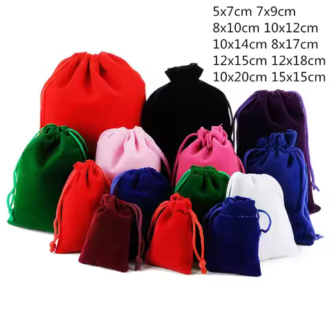 10 Pcs/Lot Velvet Package Bags for Jewelry 8x10/12x15/15x20/20x25cm Wedding Candy Christmas Gift Pou