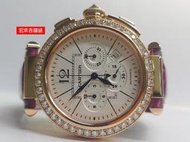 Cartier 卡地亞 帕夏 Pasha de Cartier 18K玫瑰金鑽錶 三眼碼錶 自動上鍊 全部原裝 盒單齊
