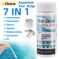 100Pcs Aquarium Test Strips Water Quality Test Strip 7in1 Fish Tank Test Kit Freshwater Saltwater Aquarium Water pH Test Strips