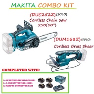 MAKITA COMBO SET DUC252Z 250mm(10″CORDLESS CHAIN SAW+DUM168Z CORDLESS GRASS SHEAR+4x5.0AH BATTERY