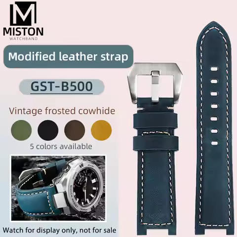 Vintage Leather Watchband For Casio G-SHOCK Steel Heart GST-B500D/AD GST B500 Leather strap Retro Wa
