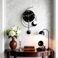 1pc Metal Living Room Decorative Wall Clock , Silent Quartz Wall Clock Black Metal Large Clock Suita