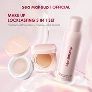 Sea Makeup 3IN1 Lock Lasting Set Continuous Setting Spray+ Cushion + Loose Powder