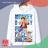 PUTIH Sweater Hodie Oversize Luffy Sweeter Hudy Over Size Anime Japan Sweeter Hoodie Bigsize One Piece Sweater Hoodies Men Women Sweater Hudy Distro Bandung Material Tiedye Size M L XL XXL White Adult