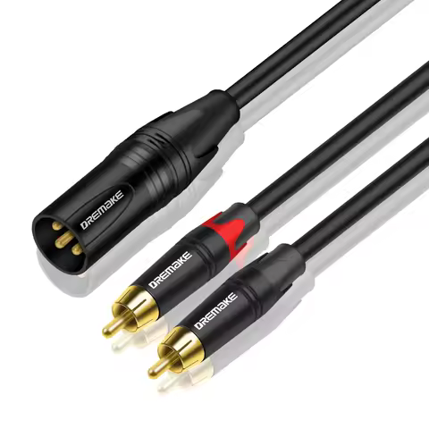 DREMAKE Male XLR 3-Pin to Double RCA Male Y-Splitter XLR to RCA Plug Stereo Adapter Cable 2 RCA to X