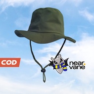 Topi Rimba Gunung Hiking Outdoor Bucket Hat Tali Pria Wanita Dewasa - Army