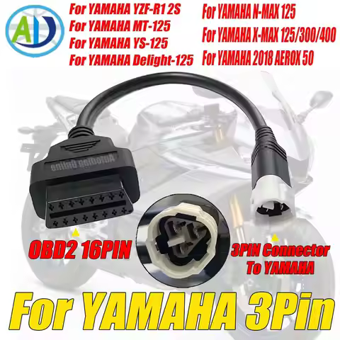 OBD2 Diagnostic Cable For Yamaha 3 Pin for YZF-R1 2S,MT-125,YS-125,Delight-125,N-MAX 125,X-MAX 125/3