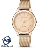 Citizen EM0503-83X Eco-Drive Analog Rose Gold Tone Stainless Steel Mesh Band Ladies / Womens Watch