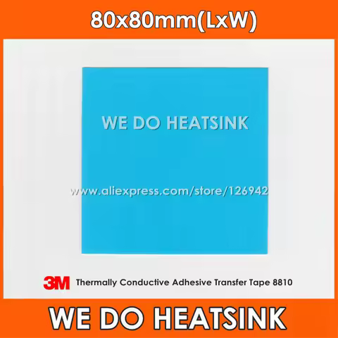 2pcs 80x80mm 3M 8810 Thermally Compound Double Sided Acrylic Adhesive Blue Heatsink Cooler Pad Therm