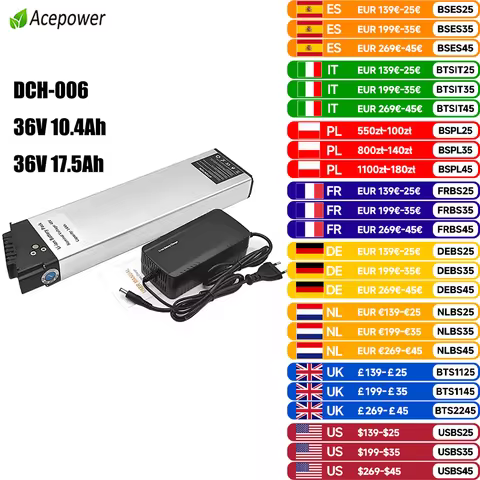 36V Ebike Battery For ADO A20 A20F MATE City BIKE Fiido M1 Folding Electric Bike 36V 10.4Ah 12.5Ah 1