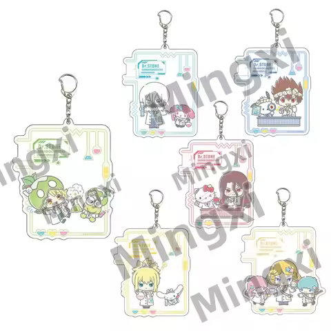 Anime Dr.Stone Acrylic Keychain Model Cosplay Charm Characters Senku Tsukasa Taiju Kuromu Ornament A
