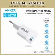 Anker Powerport Iii Nano - Wall Charger 20W Pd - A2633 - Garansi
