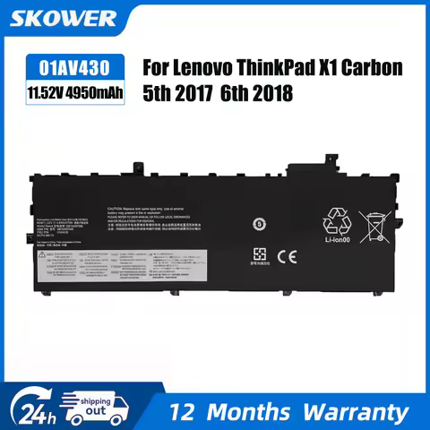 SKOWER 01AV429 01AV430 Laptop Battery for Lenovo Thinkpad X1 Carbon 5th 2017 Gen 6th 2018 01AV494 01