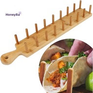 honeybee1 Bamboo Taco Holders Holds 8 Tacos Each Taco Tray Multi-Use Food Stands Hard Tacos Rack For