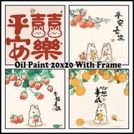 🇲🇾DIY Cartoon Digital Oil Paint 20x20cm Canvas Painting By Number With Frame Children's gifts 兔年卡通儿童数字油画