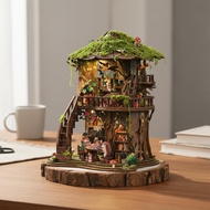 Miniature Forest House Gift Idea  Book Nook Wooden Book Nook Detailed Scene 3D Wooden Assembly Kit L