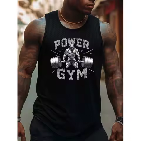 Power Gym Graphic Tank Top For Men A Must-have Vest For Fitness Enthusiasts Loose Breathable Sleevel