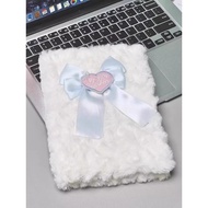 Soft Fur Cover Notebook - Cute Design, Pretty Bow, Suitable for Diary Writing & Daily Notes.