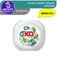 KA 4in1 Antibacterial Laundry Capsules 46pcs x 6 Tubs - Total 276 Pods