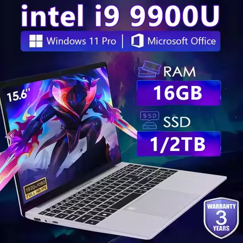 15.6" Laptop Computer Intel Core i9 9900U Windows 11 Laptops Gamer 16GB DDR4 1TB SSD Fingerprint Unl