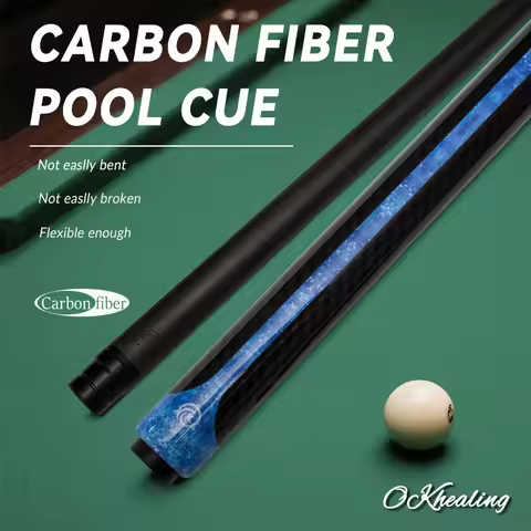 100% Carbon Fiber Pool Cue 1/2 Split for Snooker/Carom/Pool with Foam Shaft Play Cue Break Cue Carom