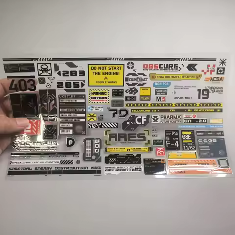Cyberpunk Mechanical Warning Crystal Moto Sticker QR Code Label Vinyl Decal Off Road Car Glass Decor