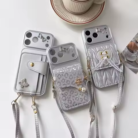 Silver Leopard Card Wallet Strap Phone Case For Oppo A79 A78 A77 A76 A74 A72 4G A9 A8 A5 2020 A1K A1