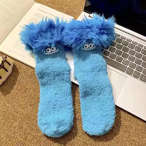 Coral Fleece Funny Woman Socks Warm Sleeping Socks Funny Socks For Woman Winter Fluffy Socks Ins Kaw