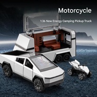 Children's metal truck toy / with motorcycle / with openable doors multi-functional camper van
