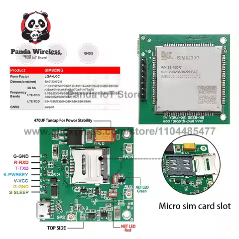 SIMCom 5G Core Board Breakout Module SIM8230G Global Multi Band RedCap Support GNSS/GPS Compatible L