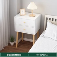 其他品牌 - 簡易小型床頭櫃 -40*30*59雙層白色雙抽屜