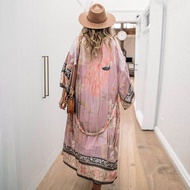 Boho in pareo bãi biển Áo cardigan Áo choàng de plage v-cổ thắt lưng Kimono Bộ Đồ Tắm Bìa UPS cỡ lỡn