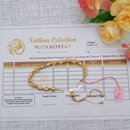 Nathan - Gelang Wanita Dewasa Terlaris Emas Muda 15.0 gram Model Serut Jurai Bulat Terlaris Lapis Em