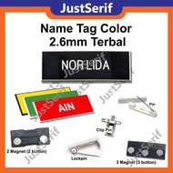 Name Tag Pin Lockpin Clippin Magnet 1 line pengawas Rumi Colour Black Blue Red Yellow Green etc