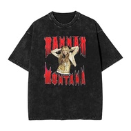 Hannah Montana avatar design printed washed men's and women's fashionable T-shirt