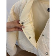 Jolie_Store// Women's Bomber Jacket Cream Color Quilted Checkered Cotton Warm Fashion Fall Winter 20