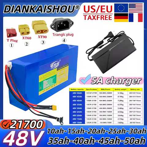 21700 Lithium battery pack 48V 10Ah 15Ah 20Ah 25Ah 30Ah 35Ah 40Ah 45Ah 50Ah 2500W With BMS For Motor