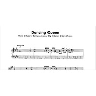 "Dancing Queen" (ABBA) songs, sheet music, music score, piano music and guitar