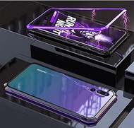 Miss flora Phone cases .Ultra Slim Magnetic Adsorption Angular Frame Tempered Glass Magnet Flip Case for Huawei P20 Pro(Black) (Color : Color1)