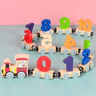 Wooden Train Toys Magnetic Number Train Small Digital Train Set Number Engine Cars Montessori Educational Toys For Kids 2023 New