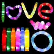 Led Pop Pipes SATUAN Lampu Mainan Pipa RANDOM Selang Nyala Pelangi Light Up Hula Hoops Warna Color T