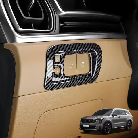 For Kia Sorento MQ4 2024 2025 2026 Car Tuning Carbon Fiber Auto Headlight Adjustment Button Cover Tr