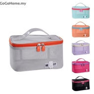 GOG Women's Fashion Transparent Mesh Travel Cosmetic Bag Storage 1 Layer Toiletry Bag Large Capacity