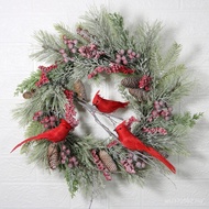 Wall-Mounted Garland Red Clothes Bishop Decoration Door Garland Pine Needle Berries Christmas Beauty